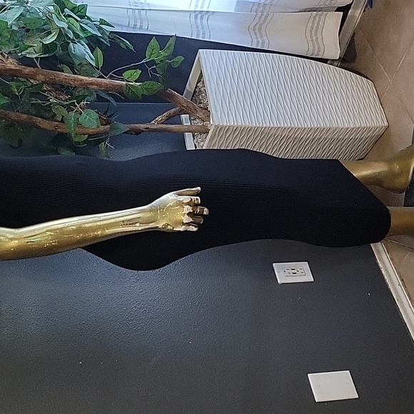 Ramy Brook Crossover Black Ribbed Midi Dress Size L New Without Tags - Picture 6 of 11